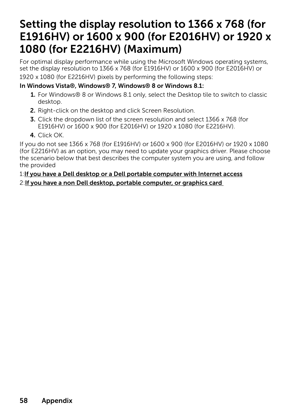 Dell E1916HV 19" 16:9 LCD Monitor User Manual | Page 58 / 72