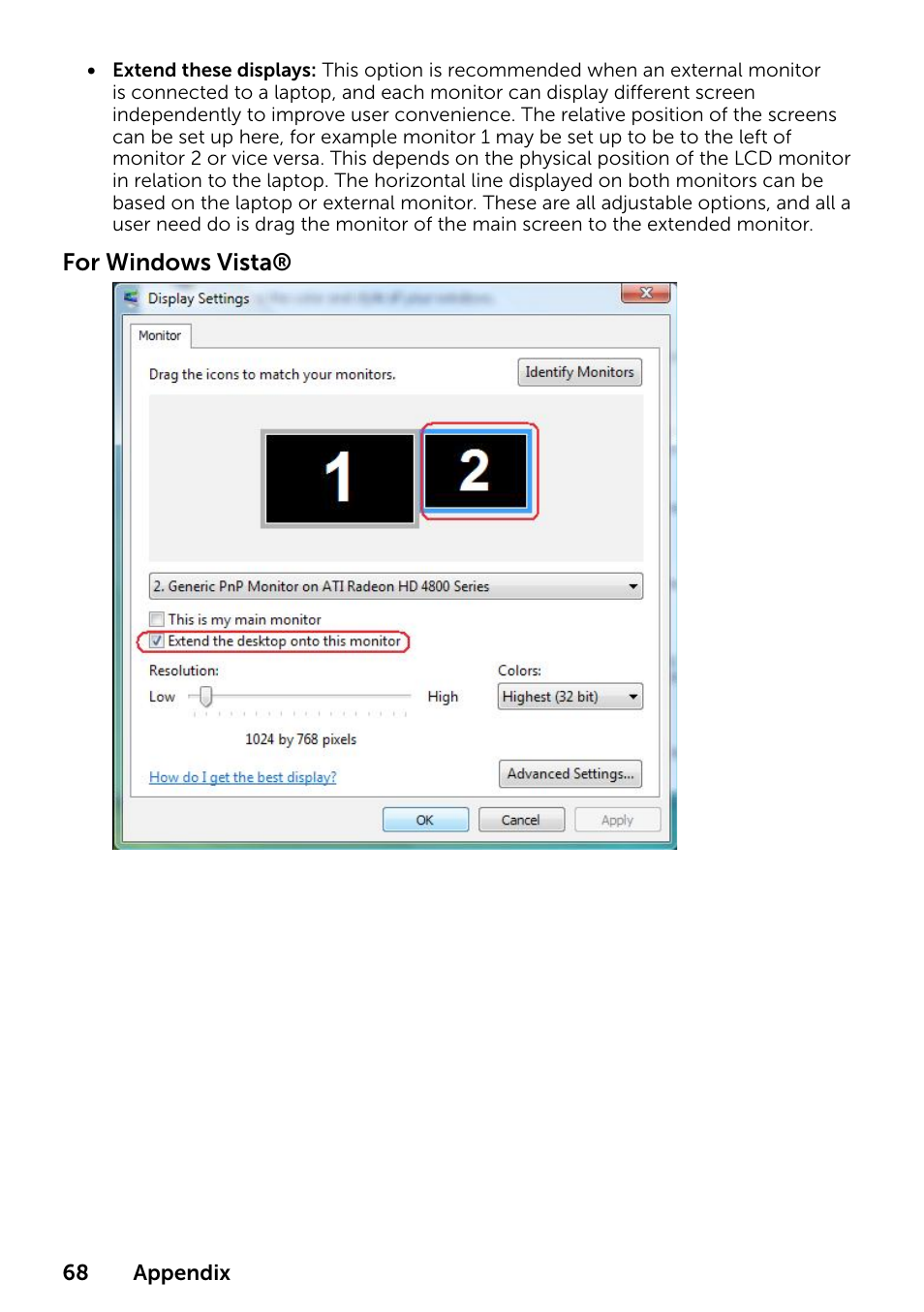 Dell E1916HV 19" 16:9 LCD Monitor User Manual | Page 68 / 72