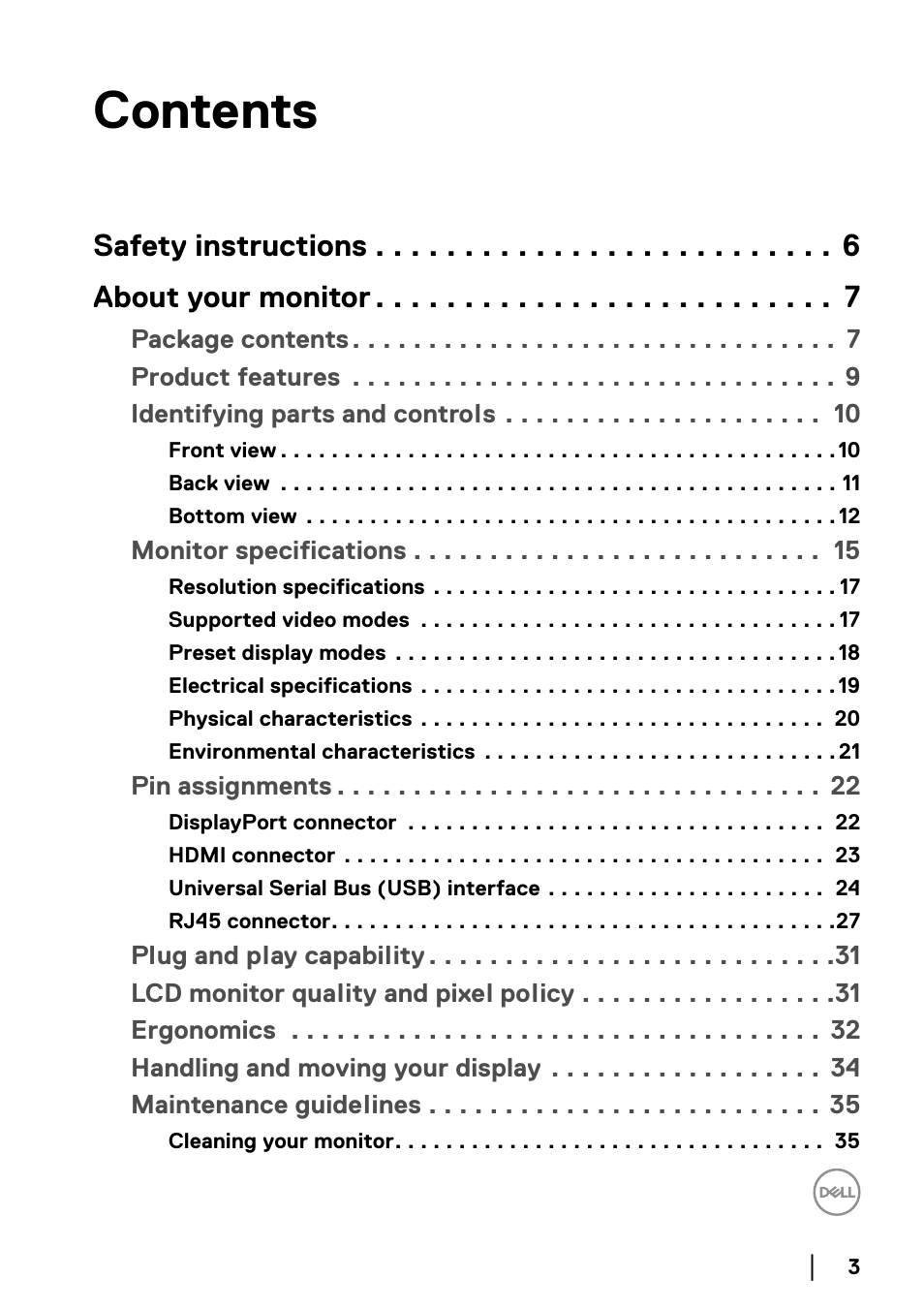 Dell UltraSharp 38" 1600p Curved Monitor User Manual | Page 3 / 96