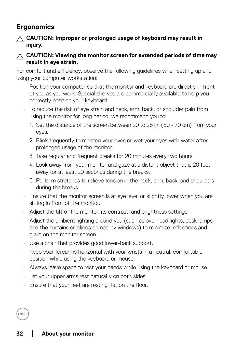 Ergonomics | Dell UltraSharp 38" 1600p Curved Monitor User Manual | Page 32 / 96