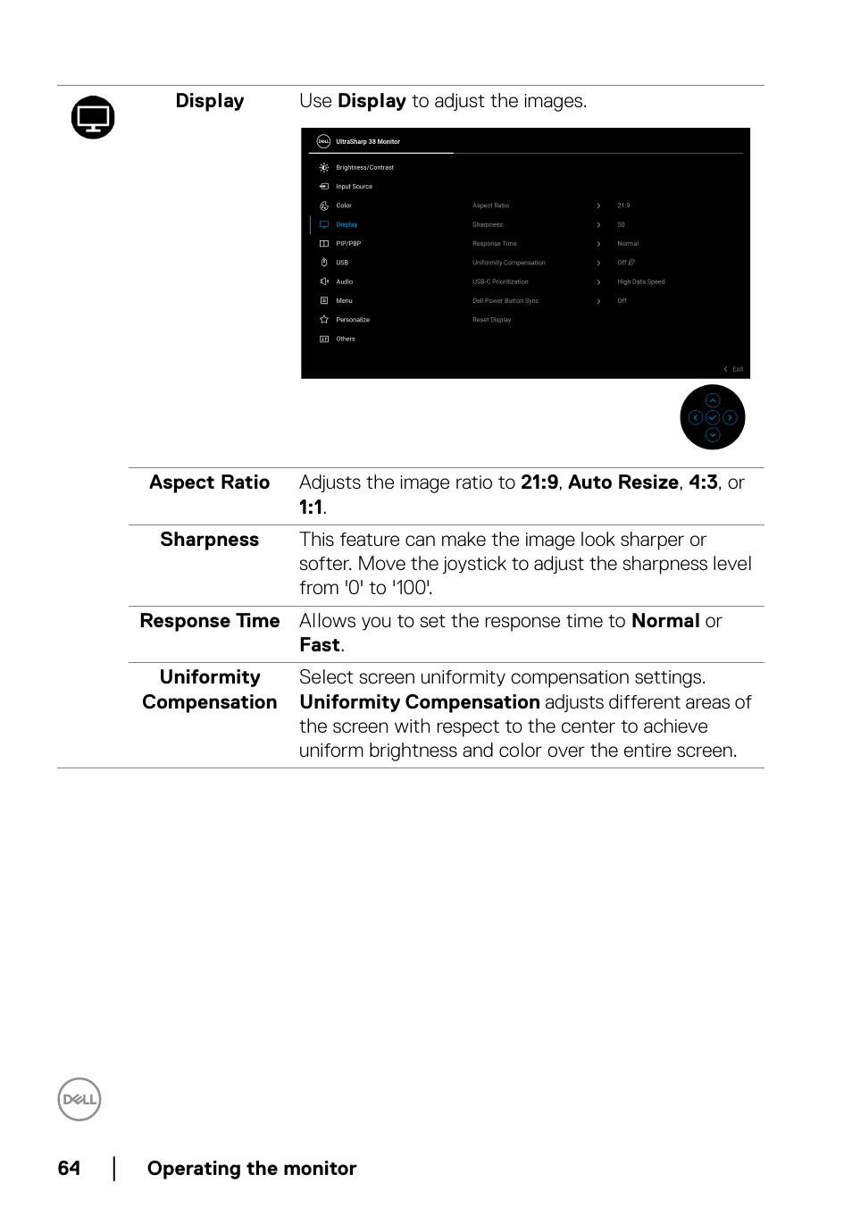 Dell UltraSharp 38" 1600p Curved Monitor User Manual | Page 64 / 96