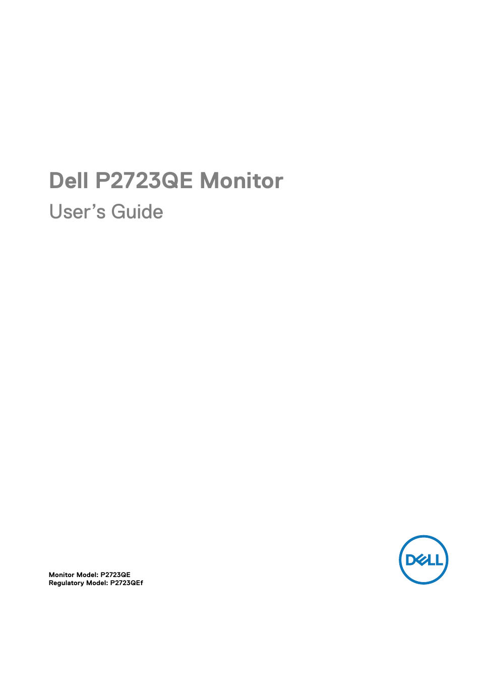 Dell P2723QE 27" 4K UHD USB Type-C Hub Monitor User Manual | 79 pages