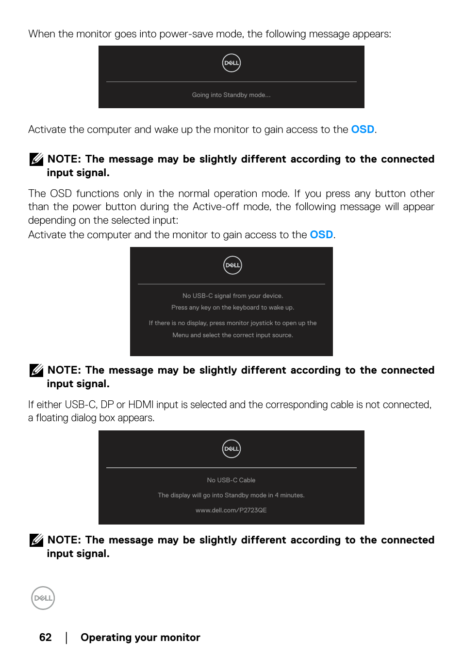 Dell P2723QE 27" 4K UHD USB Type-C Hub Monitor User Manual | Page 62 / 79
