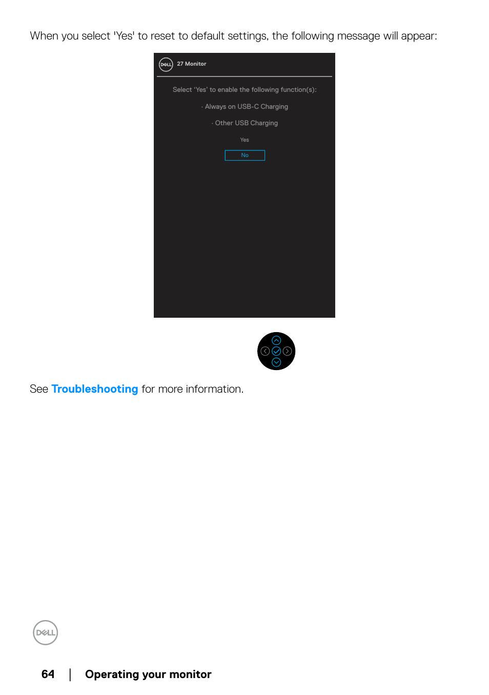 See troubleshooting f or more information | Dell P2723QE 27" 4K UHD USB Type-C Hub Monitor User Manual | Page 64 / 79