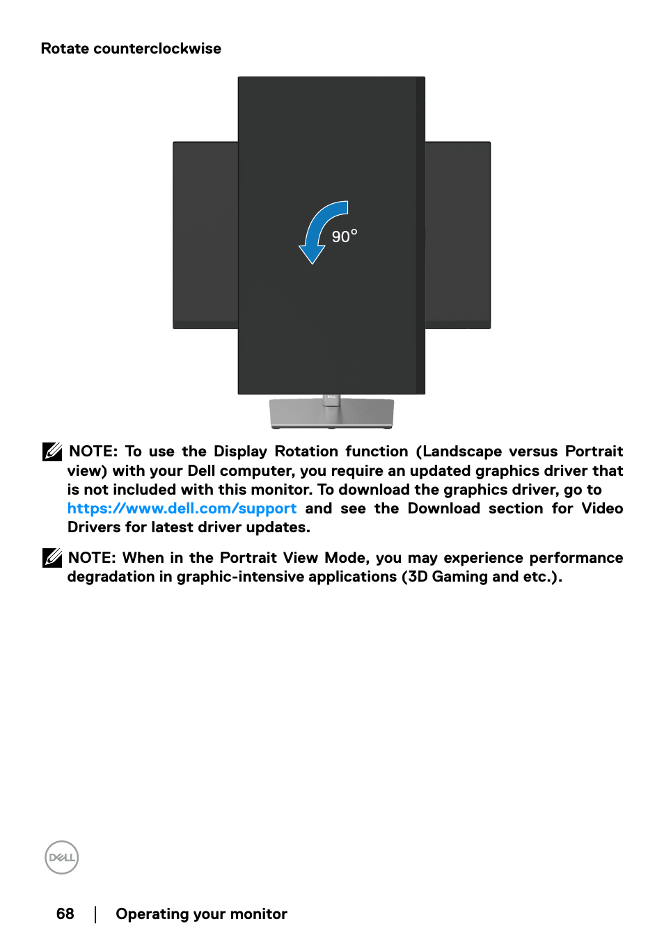 Rotate counterclockwise | Dell P2723QE 27" 4K UHD USB Type-C Hub Monitor User Manual | Page 68 / 79