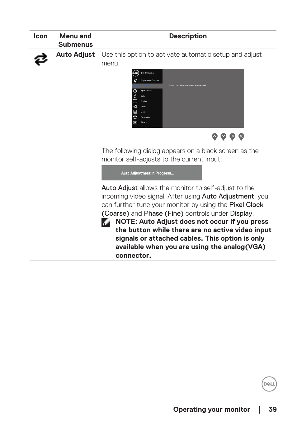 Operating your monitor | Dell E2724HS 27" Monitor User Manual | Page 39 / 63