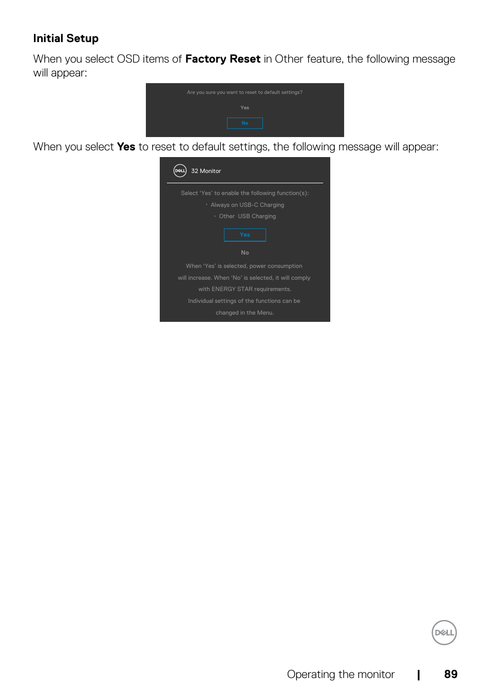 Initial setup | Dell UltraSharp 32" 6K HDR Video Conferencing Monitor User Manual | Page 89 / 123