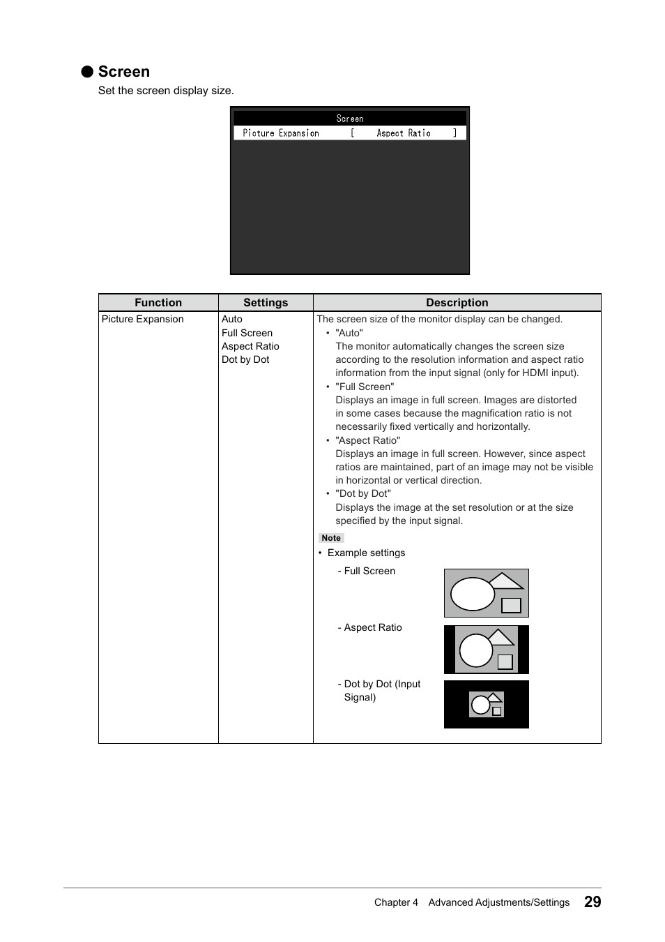 Screen | Eizo ColorEdge CS2740 26.9" 16:9 Wide Gamut 4K IPS Monitor User Manual | Page 29 / 49