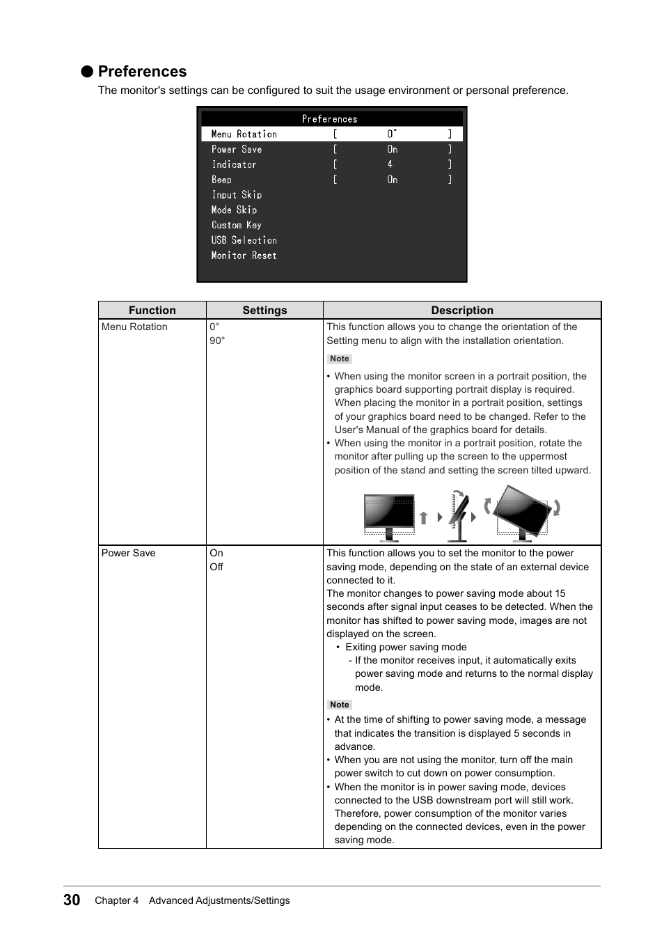 Preferences | Eizo ColorEdge CS2740 26.9" 16:9 Wide Gamut 4K IPS Monitor User Manual | Page 30 / 49