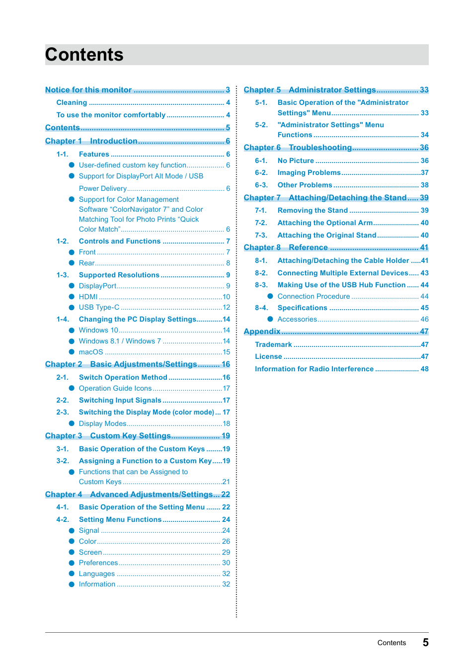 Eizo ColorEdge CS2740 26.9" 16:9 Wide Gamut 4K IPS Monitor User Manual | Page 5 / 49