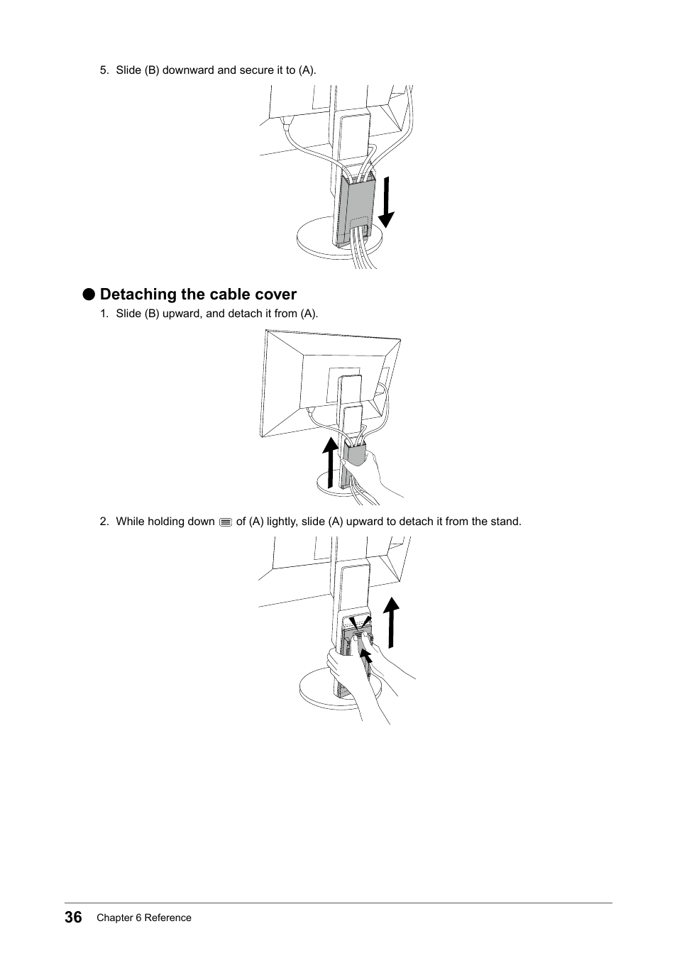 Detaching the cable cover | Eizo FlexScan EV2456 24.1" 16:10 IPS Monitor User Manual | Page 36 / 49