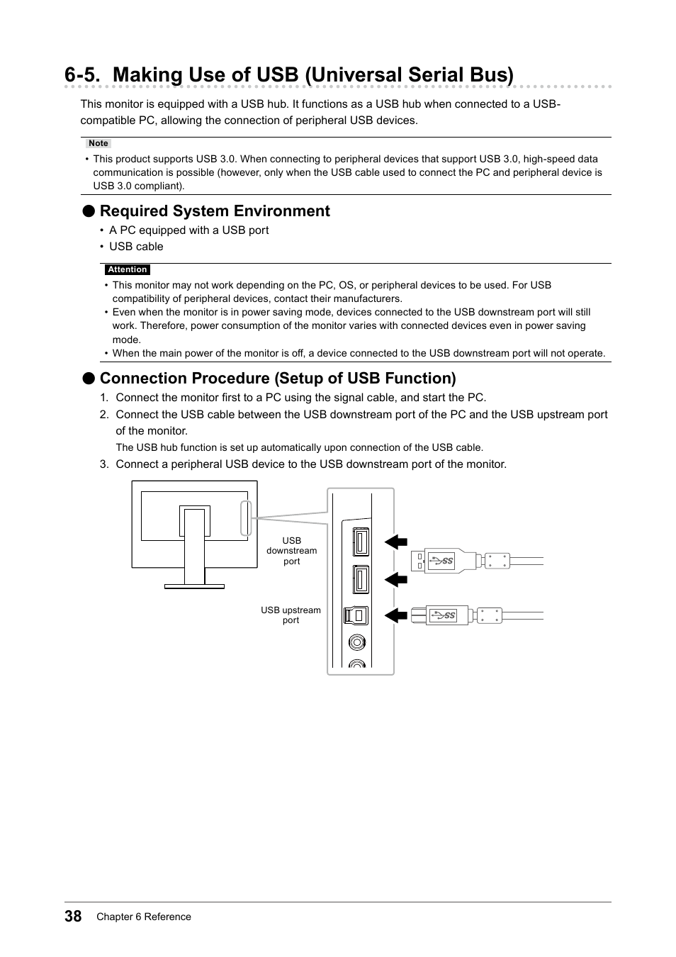 5. making use of usb (universal serial bus), Required system environment, Connection procedure (setup of usb function) | 5. making use of usb, Universal serial bus), Connection procedure, Setup of usb function) | Eizo FlexScan EV2456 24.1" 16:10 IPS Monitor User Manual | Page 38 / 49