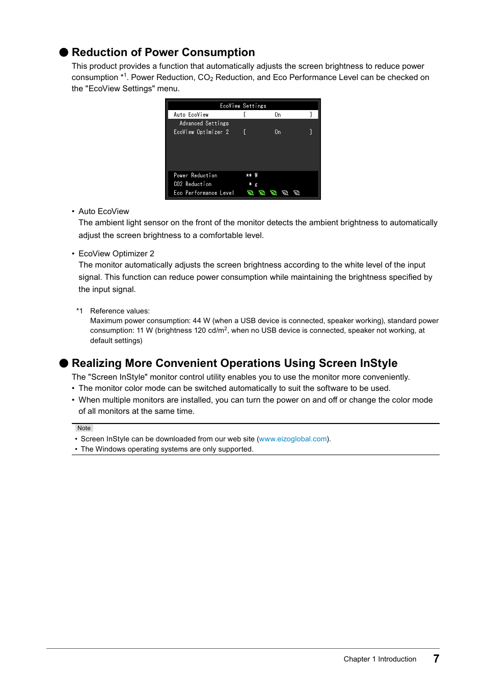 Reduction of power consumption | Eizo FlexScan EV2456 24.1" 16:10 IPS Monitor User Manual | Page 7 / 49