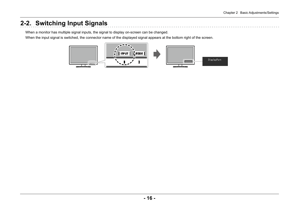 2. switching input signals | Eizo ColorEdge CG2420 24" 16:10 Hardware Calibration IPS Monitor User Manual | Page 16 / 68