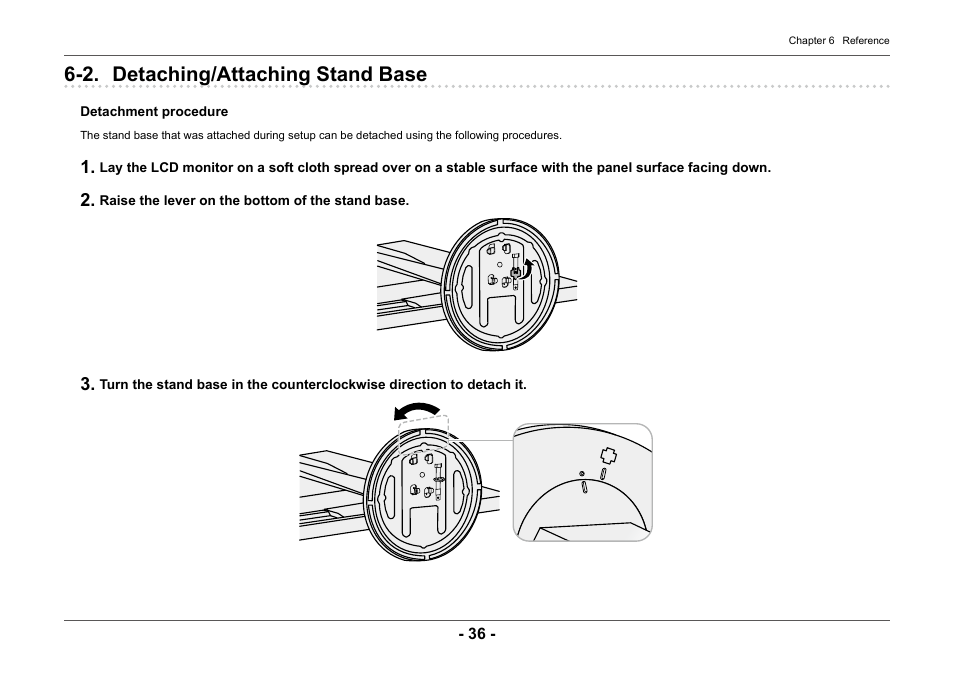 2. detaching/attaching stand base | Eizo ColorEdge CG2420 24" 16:10 Hardware Calibration IPS Monitor User Manual | Page 36 / 68