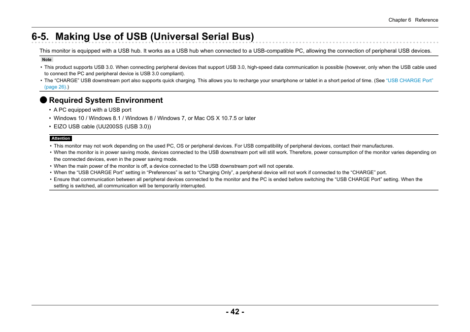 5. making use of usb (universal serial bus), Required system environment | Eizo ColorEdge CG2420 24" 16:10 Hardware Calibration IPS Monitor User Manual | Page 42 / 68