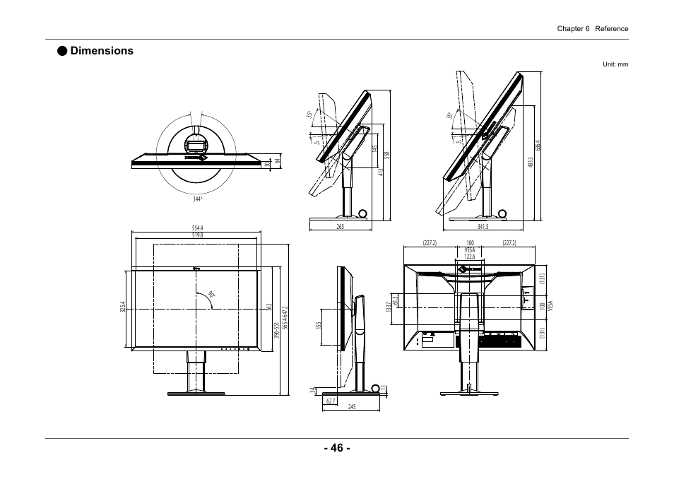 Dimensions | Eizo ColorEdge CG2420 24" 16:10 Hardware Calibration IPS Monitor User Manual | Page 46 / 68