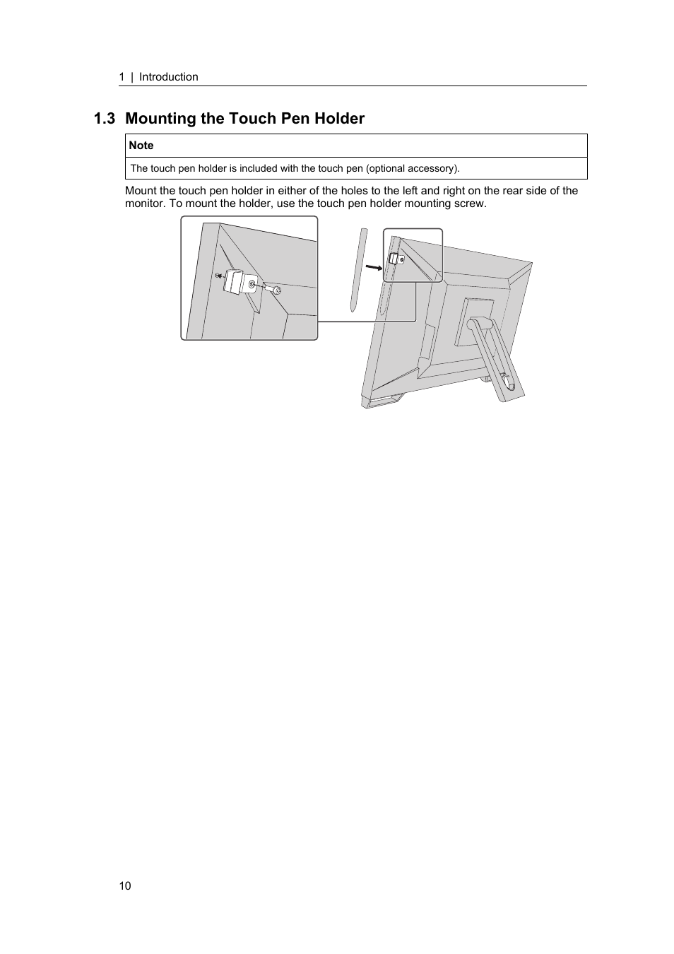 3 mounting the touch pen holder, Mounting the touch pen holder, 3 mounting the touch | Pen holder | Eizo DuraVision FDF2382WT-A 23" Multi-Touch Display (Black) User Manual | Page 10 / 43