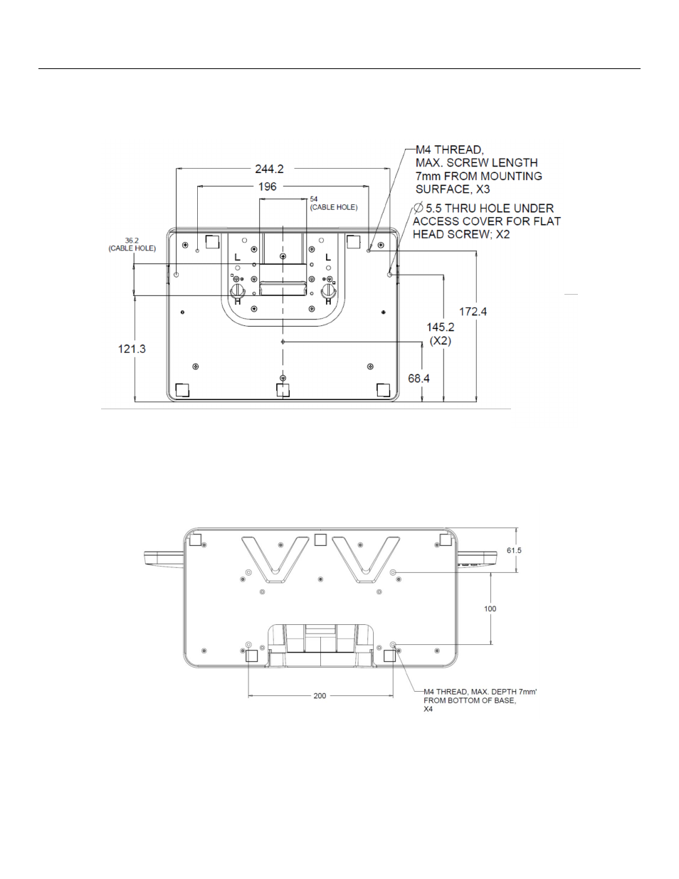 Base mount | Elo TouchSystems M-Series 2002L 19.5" LCD Touchscreen Monitor User Manual | Page 10 / 24
