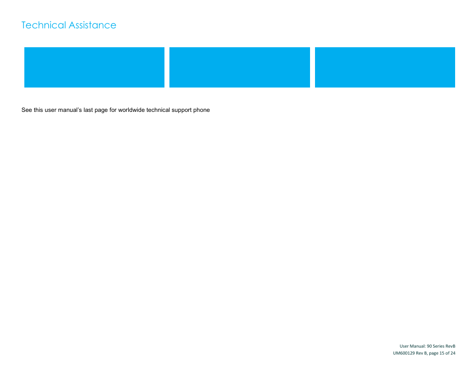 Technical assistance, Technical specifications, Online self-help | Technical support | Elo TouchSystems 19" 1990L Open-Frame LCD Touchscreen Monitor User Manual | Page 16 / 24