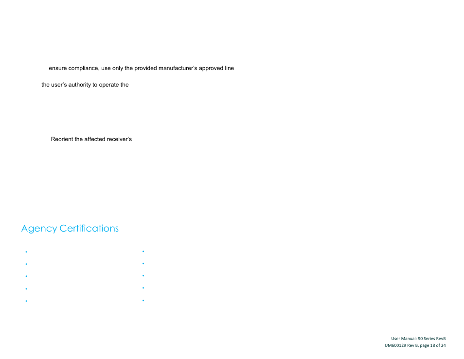 Agency certifications | Elo TouchSystems 19" 1990L Open-Frame LCD Touchscreen Monitor User Manual | Page 19 / 24