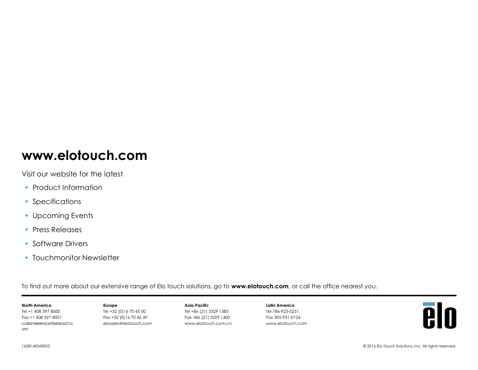 Elo TouchSystems 19" 1990L Open-Frame LCD Touchscreen Monitor User Manual | Page 24 / 24