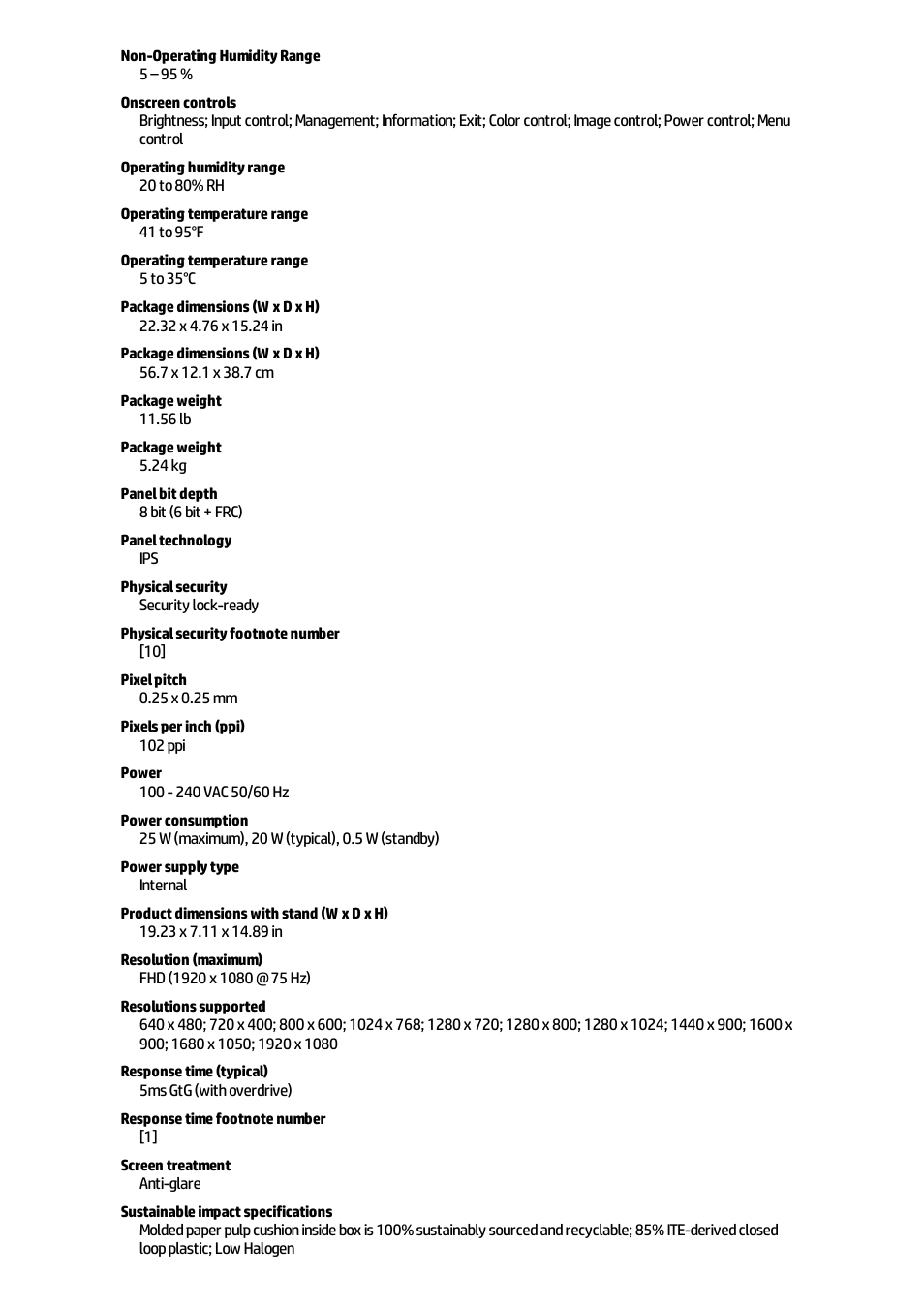 HP P22 G5 21.5" Monitor User Manual | Page 6 / 8