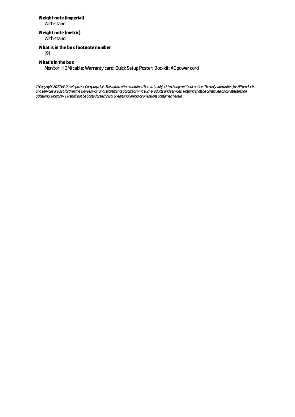 HP P22 G5 21.5" Monitor User Manual | Page 8 / 8