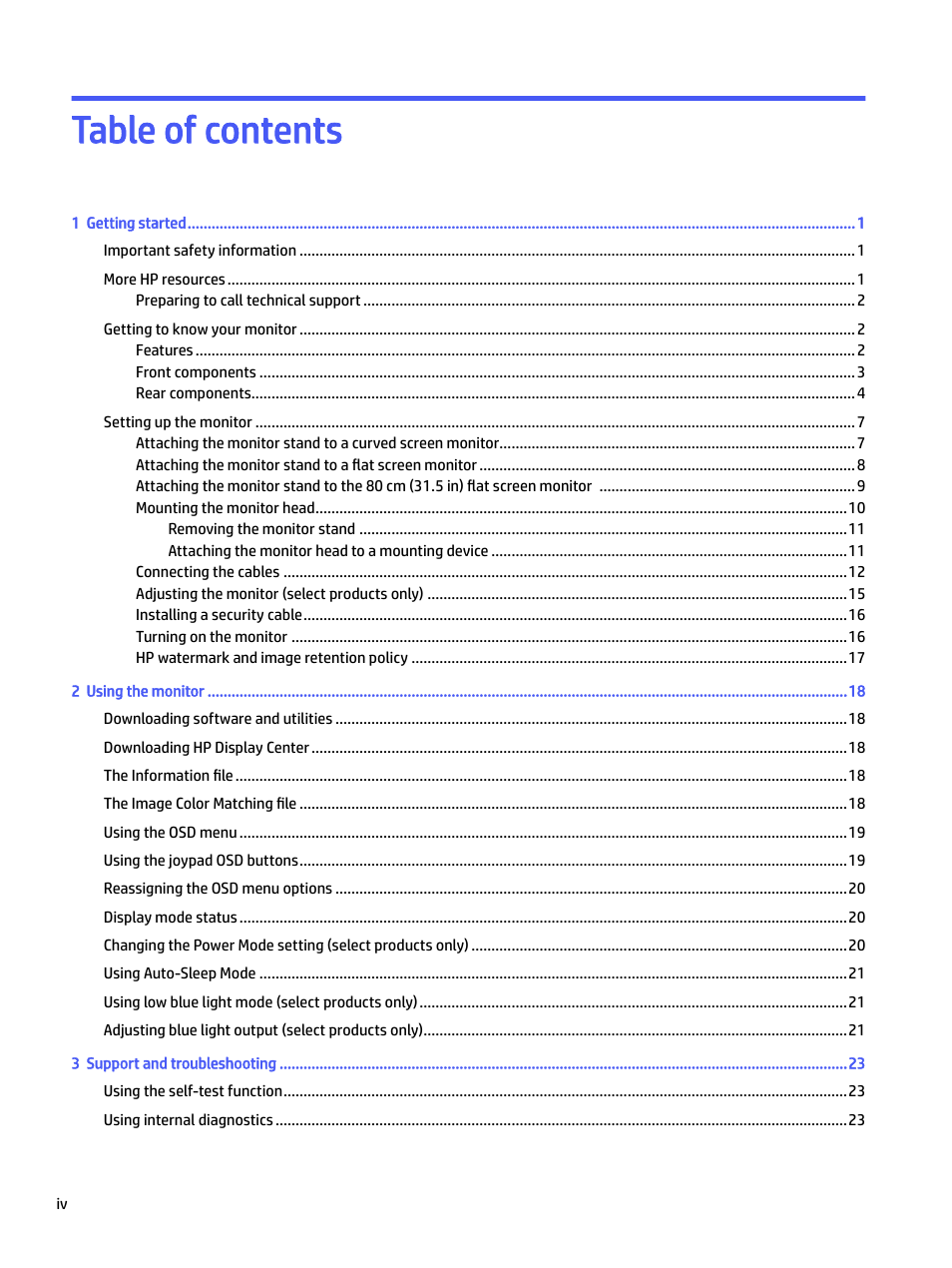 HP P22 G5 21.5" Monitor User Manual | Page 4 / 54