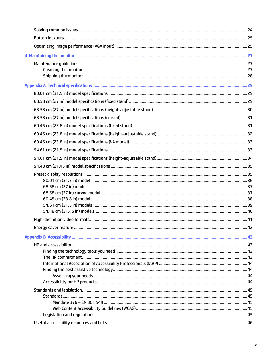 HP P22 G5 21.5" Monitor User Manual | Page 5 / 54