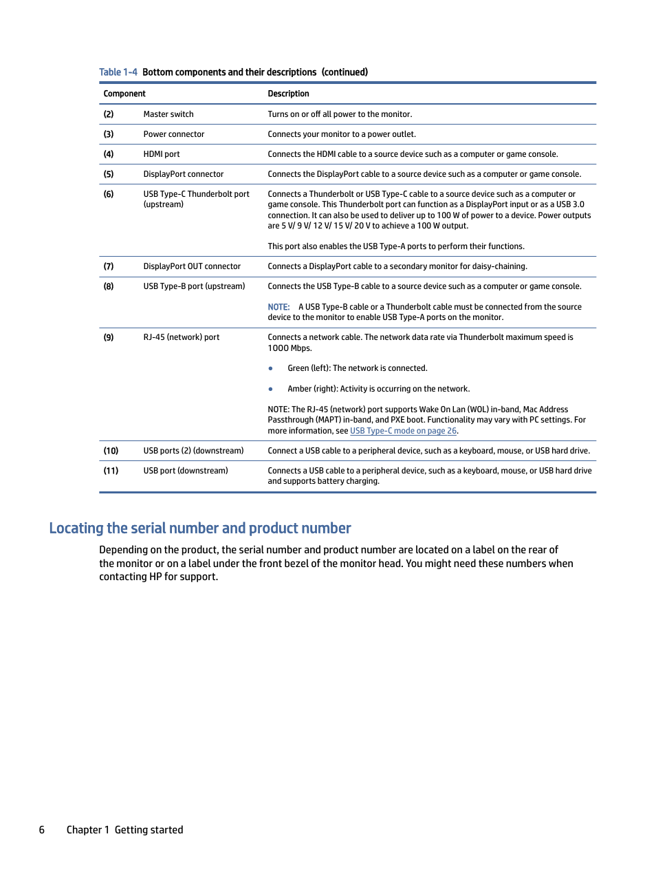 Locating the serial number and product number | HP Z32k G3 31.5" 4K HDR Monitor User Manual | Page 11 / 45