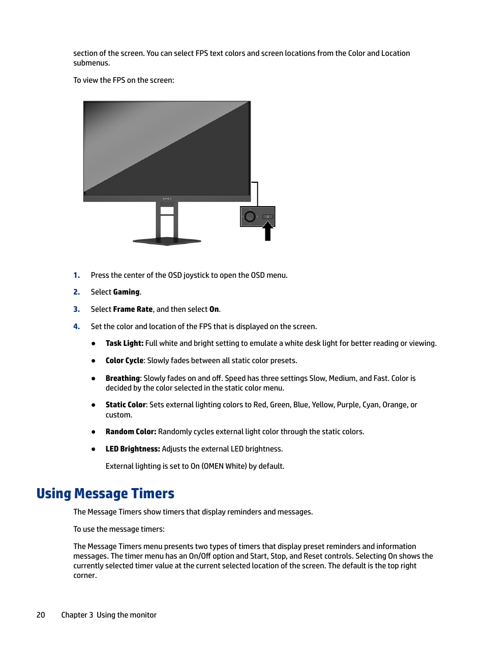 Using message timers | HP OMEN 27" HDR 165 Hz Gaming Monitor User Manual | Page 26 / 41