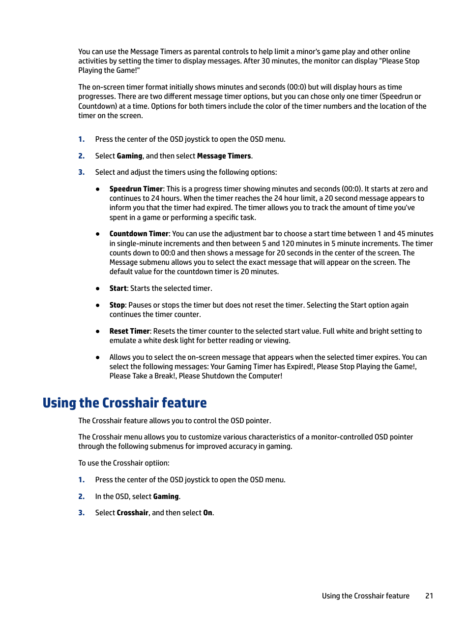 Using the crosshair feature | HP OMEN 27" HDR 165 Hz Gaming Monitor User Manual | Page 27 / 41