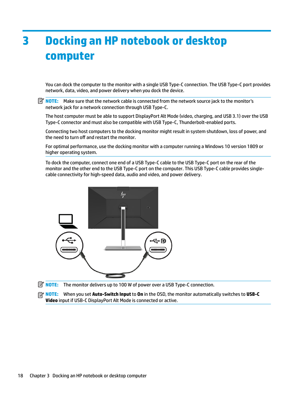 Docking an hp notebook or desktop computer, 3 docking an hp notebook or desktop computer | HP E27d G4 27" 16:9 Advanced Docking IPS Monitor User Manual | Page 26 / 52