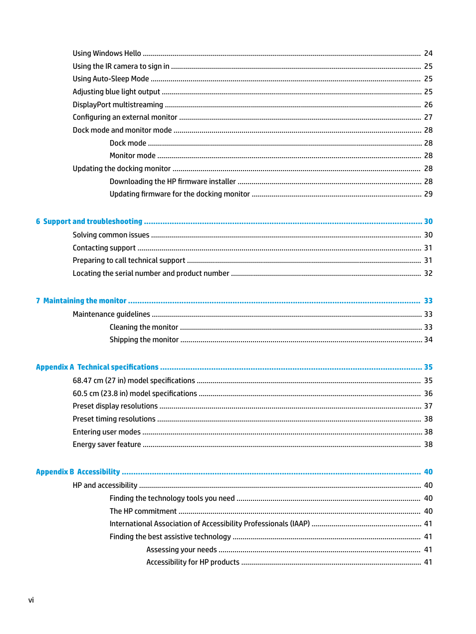 HP E27d G4 27" 16:9 Advanced Docking IPS Monitor User Manual | Page 6 / 52