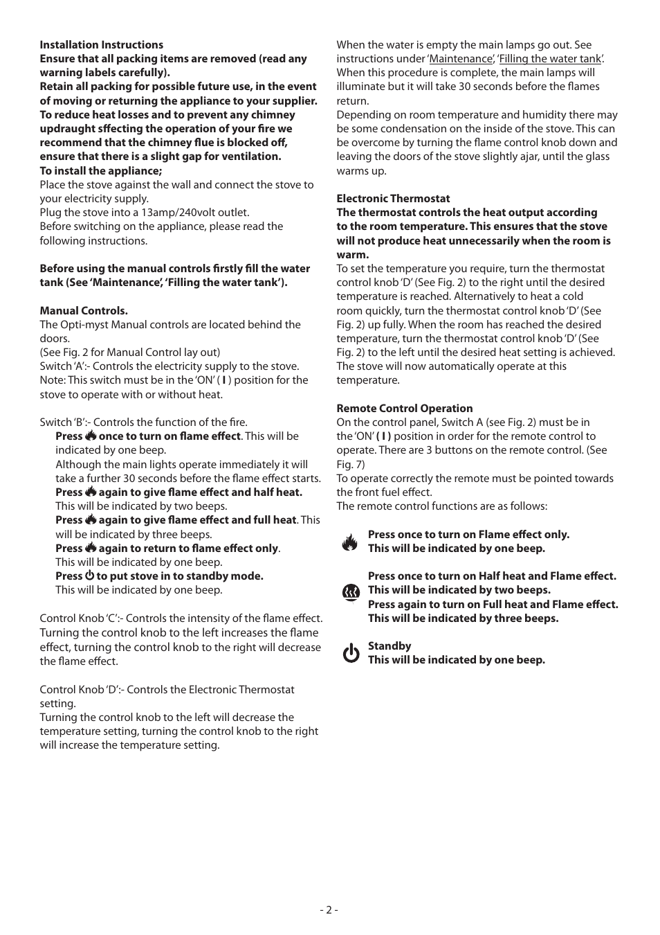 Dimplex CASSINGTON EN55014 User Manual | Page 8 / 52