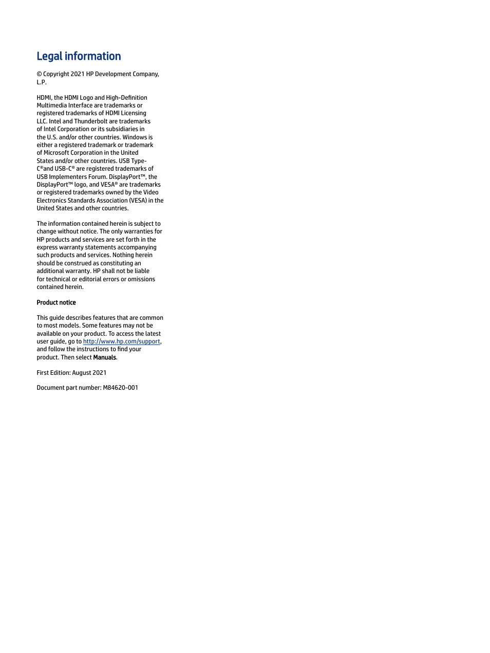 Legal information | HP M24 23.8" Webcam Monitor User Manual | Page 2 / 38