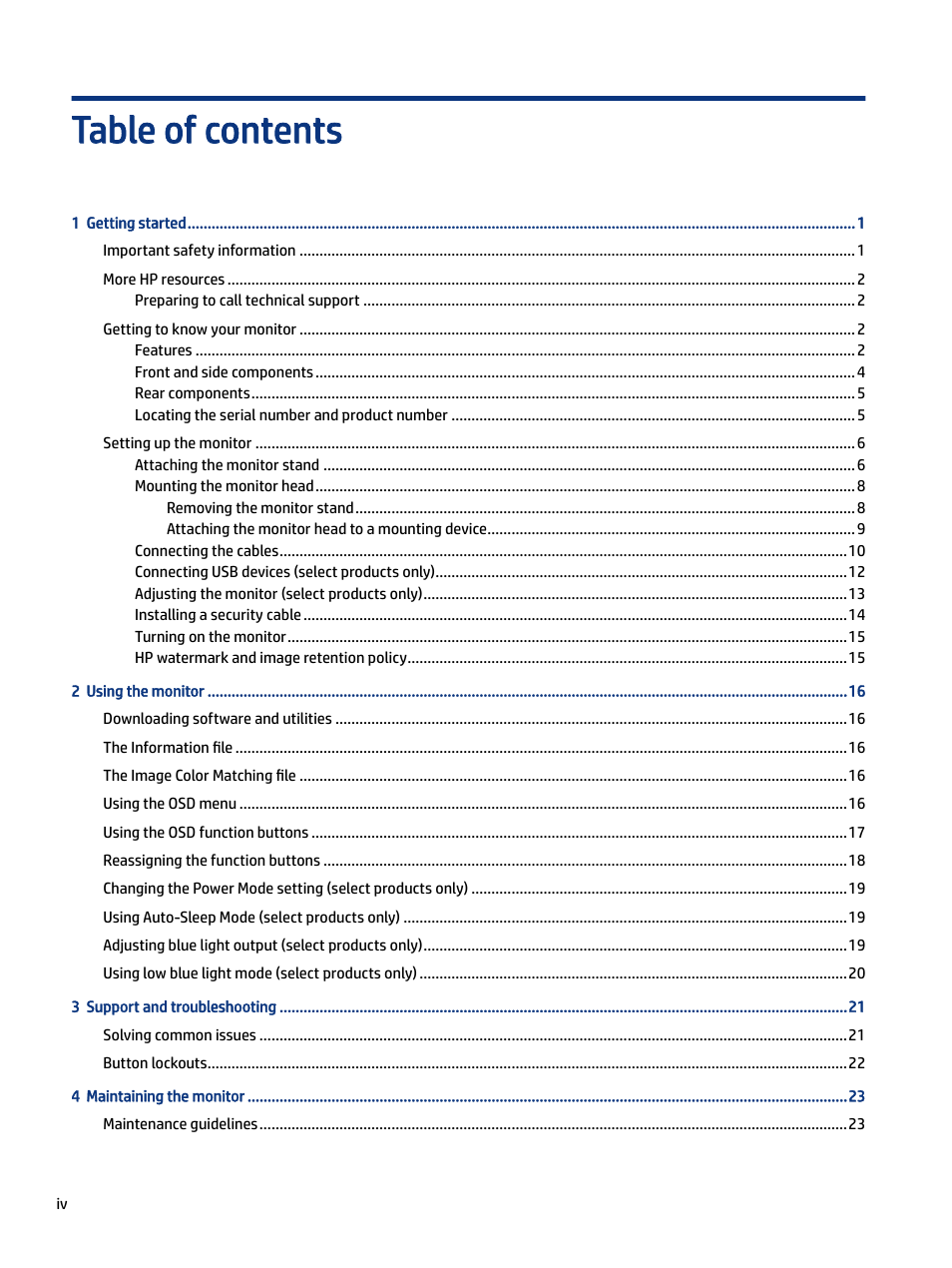 HP M24 23.8" Webcam Monitor User Manual | Page 4 / 38