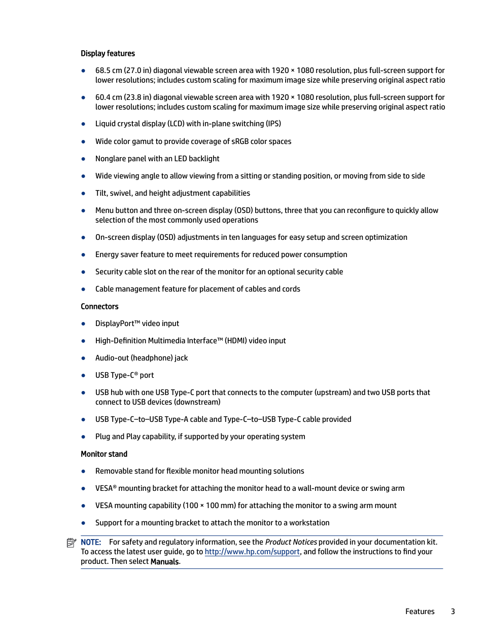 HP M24 23.8" Webcam Monitor User Manual | Page 8 / 38