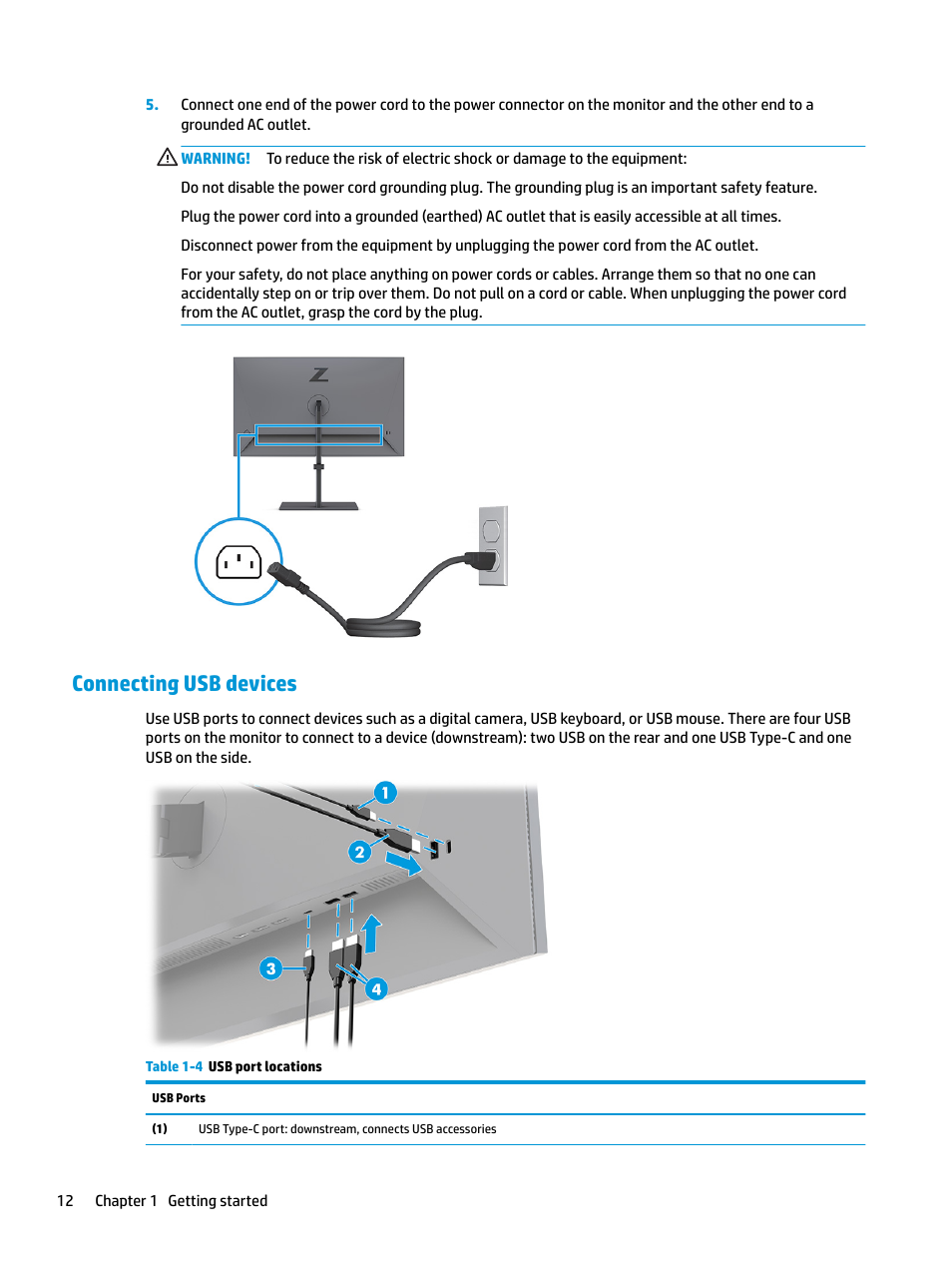 Connecting usb devices | HP Z31x 31.1" 17:9 DreamColor Studio Cinema 4K IPS Display User Manual | Page 20 / 45