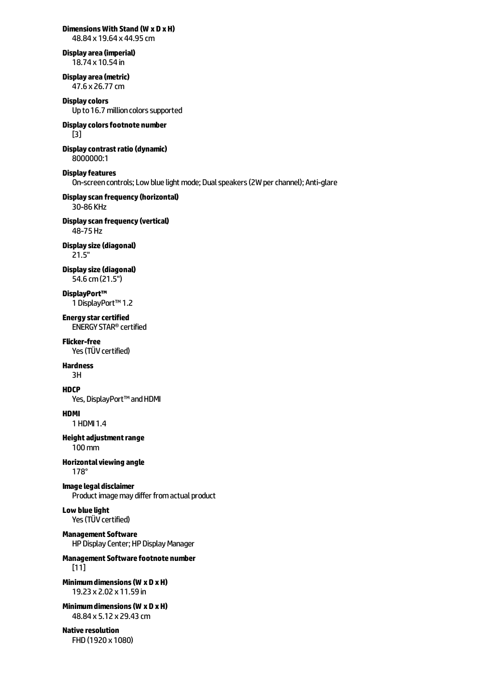 HP P22h G5 21.5" Monitor User Manual | Page 5 / 8