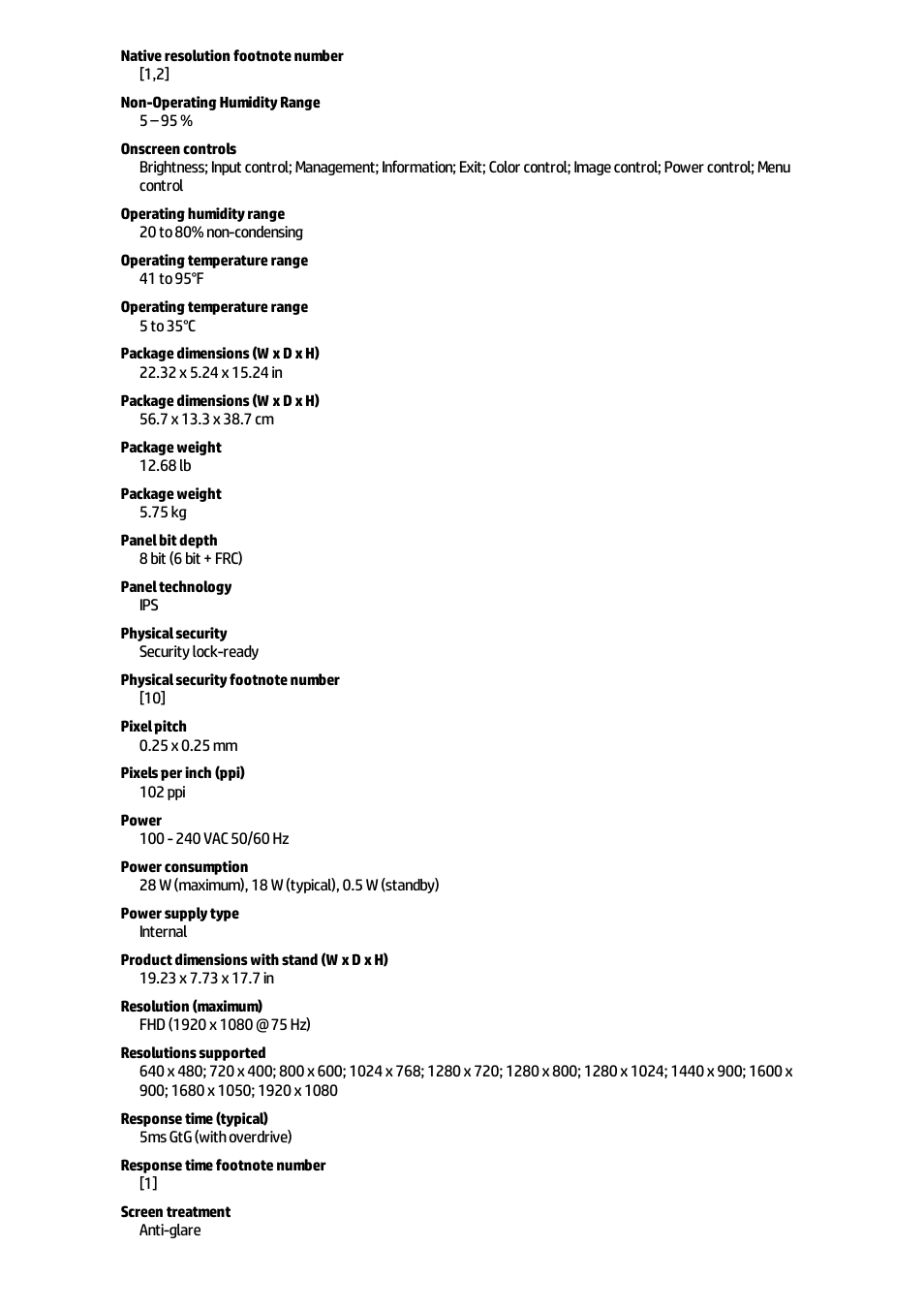 HP P22h G5 21.5" Monitor User Manual | Page 6 / 8