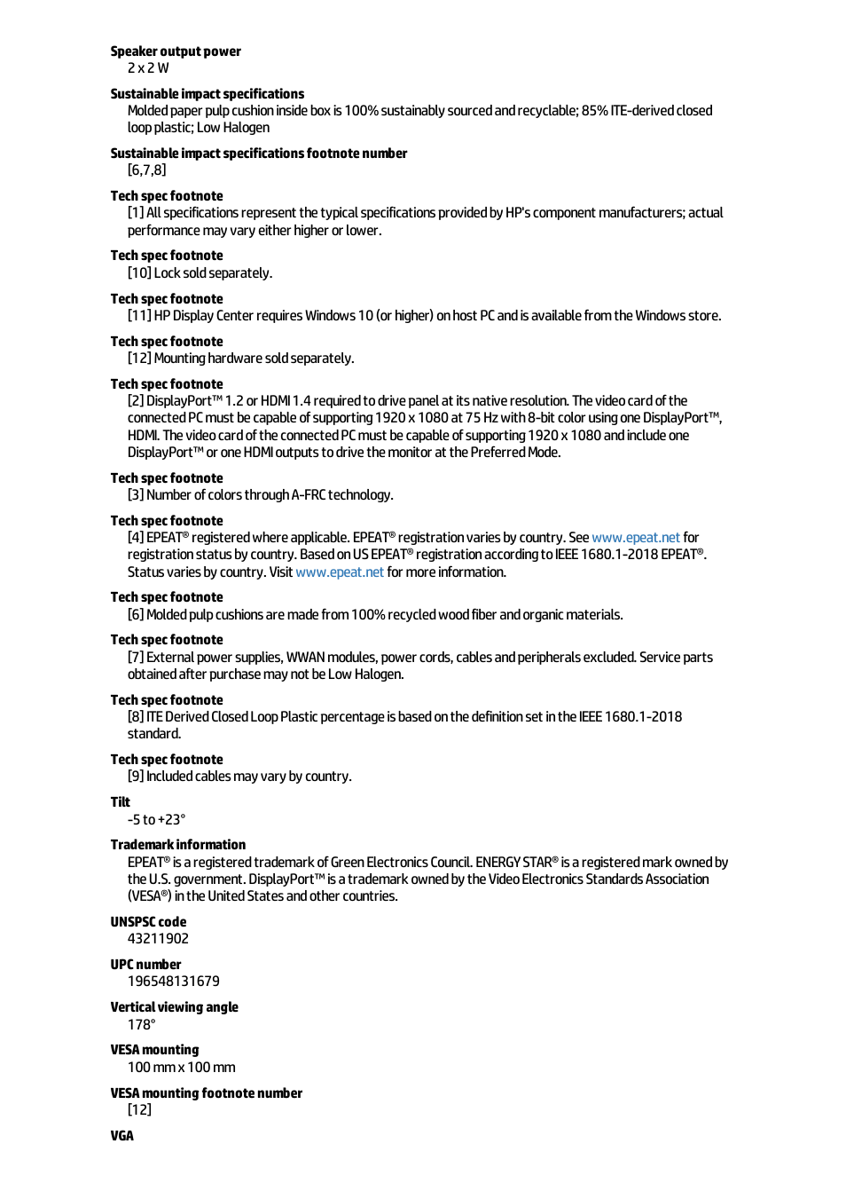 HP P22h G5 21.5" Monitor User Manual | Page 7 / 8