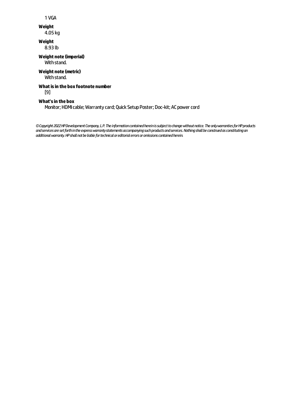 HP P22h G5 21.5" Monitor User Manual | Page 8 / 8