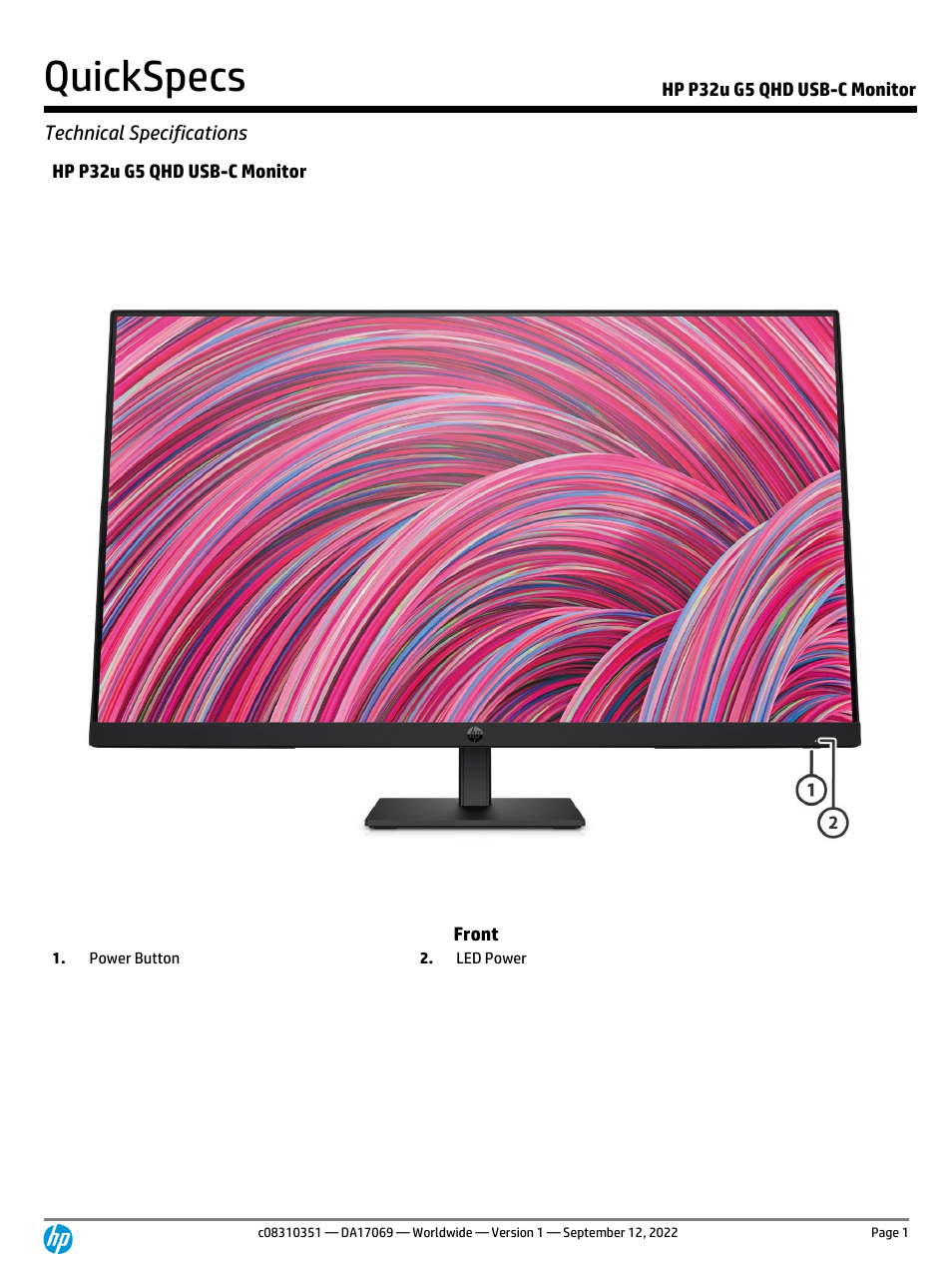 HP P32u G5 31.5" 1440p Monitor User Manual | 12 pages