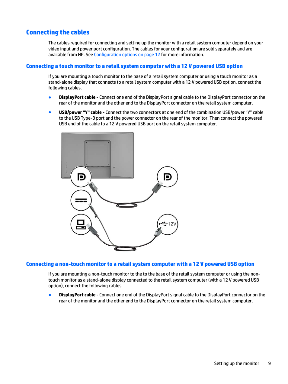 Connecting the cables | HP L7016t 15.6" Retail Multi-Touch TN Monitor User Manual | Page 15 / 34
