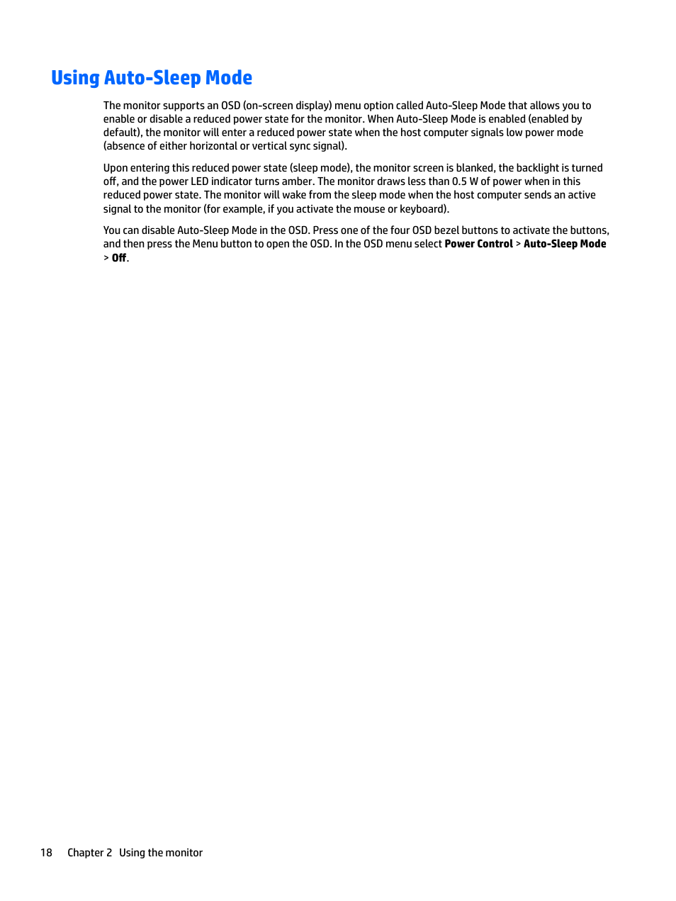 Using auto-sleep mode | HP L7016t 15.6" Retail Multi-Touch TN Monitor User Manual | Page 24 / 34