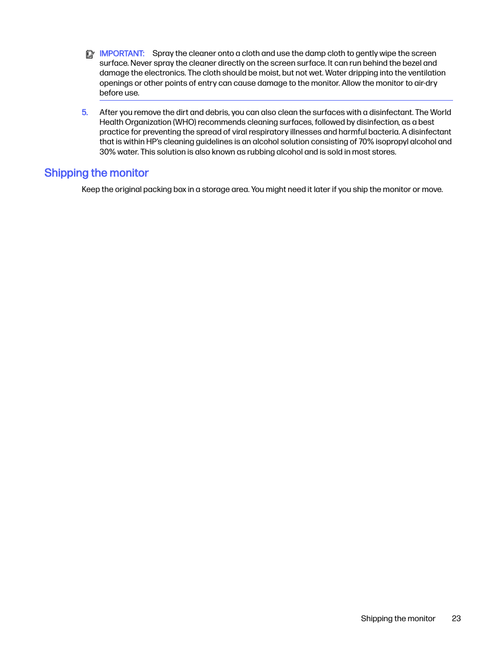 Shipping the monitor | HP OMEN 32q 31.5" QHD HDR 165 Hz Gaming Monitor User Manual | Page 28 / 47