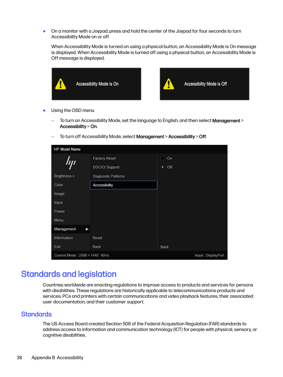 Standards and legislation, Standards | HP OMEN 32q 31.5" QHD HDR 165 Hz Gaming Monitor User Manual | Page 43 / 47