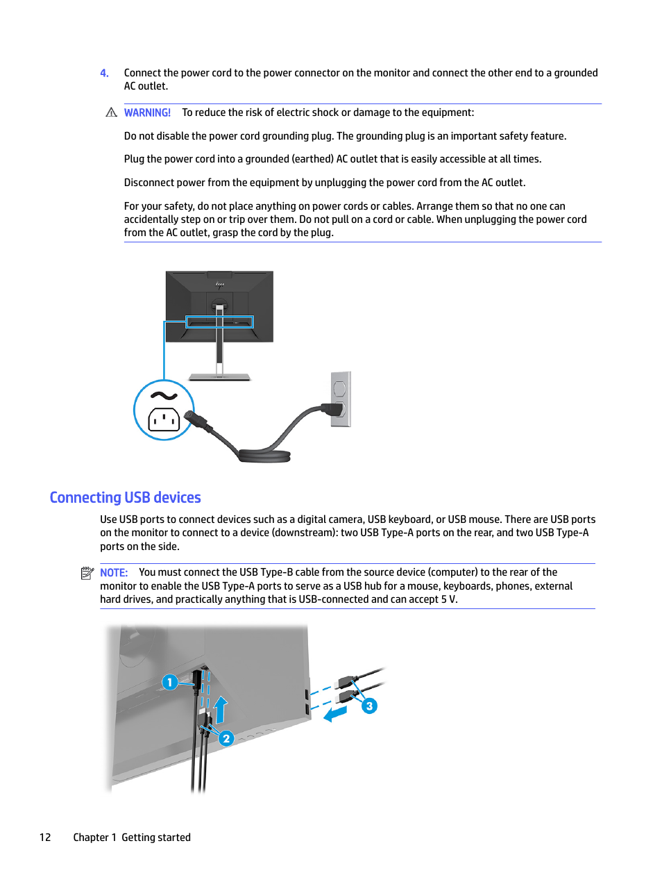 Connecting usb devices | HP E24mv 24" 16:9 Conferencing IPS Monitor User Manual | Page 17 / 42